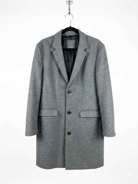 Zara Man Classic Grey Overcoat - Single Breasted Top Coat - Size XL